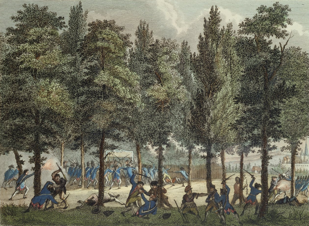 Marsylia na Polach Elizejskich, 30 czerwca 1792, ryty przez Reiniera Vinkelesa (1741-1816) i Daniela Fridaya (1765-1822) autorstwa Jan after Bulthuis