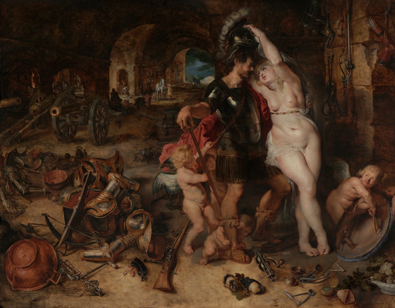 Powrót z wojny: Mars rozbrojony przez Wenus, ok. 1610-2 autorstwa Jan and Rubens, P.P. Brueghel