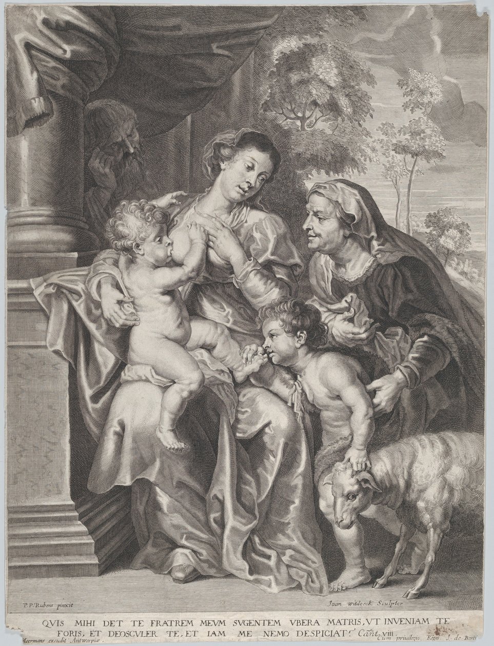 Święta Rodzina z Elżbietą i Dzieciątkiem Święty Jan Chrzciciel, Dziewica karmiąca Dzieciątko Chrystus, ok. 1635-1642 autorstwa Jan Witdoek