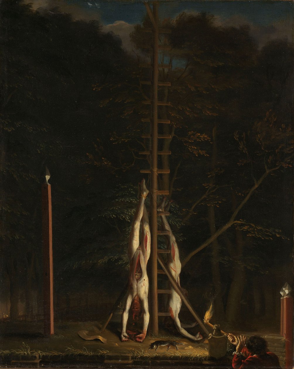 Zwłoki braci De Witt, ok. 1672-75 (olej na płótnie) autorstwa Jan de Baen
