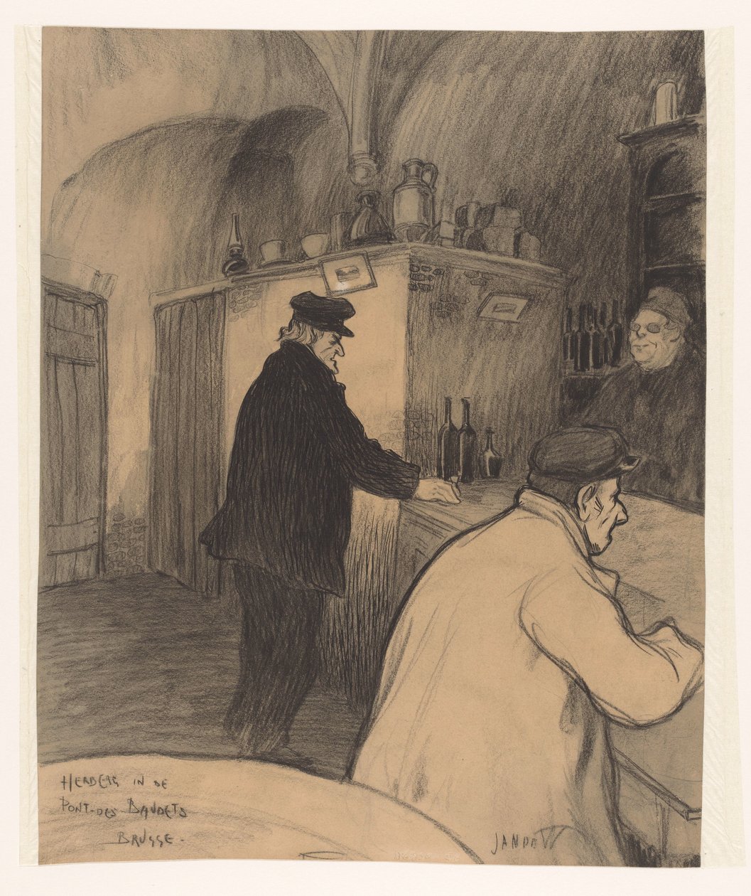 Karczma w Pont-des-Bandets, Brugia (tytuł na obiekcie) autorstwa Jan de Waardt (signed by artist)