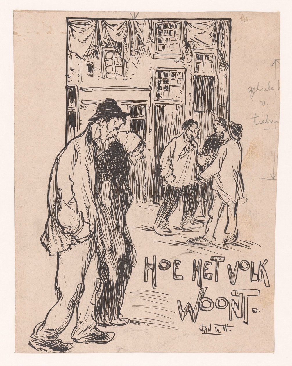 Jak żyją ludzie (tytuł na obiekcie) autorstwa Jan de Waardt (signed by artist)