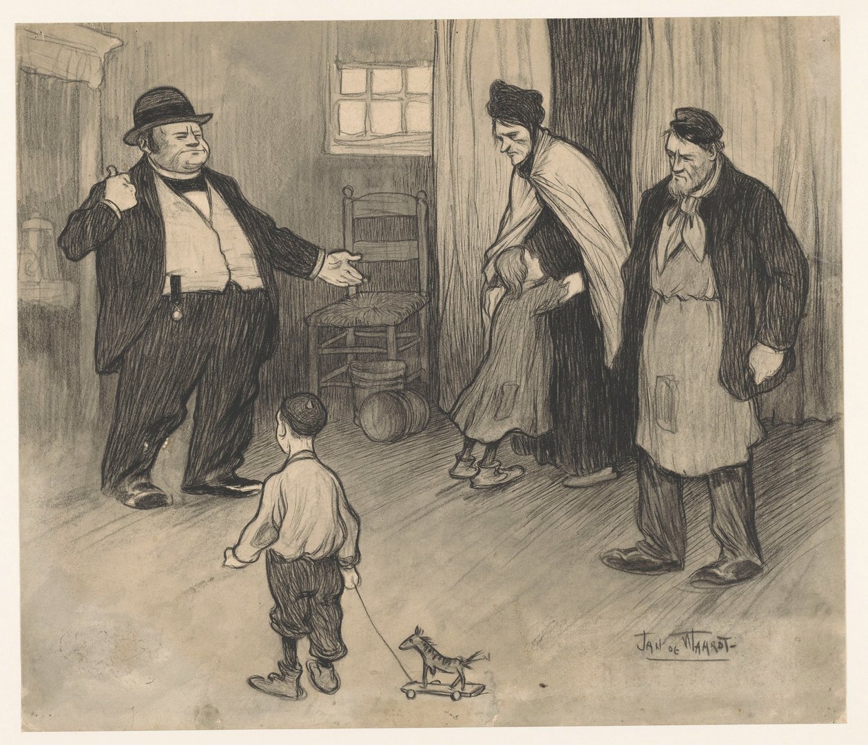 Wynajmujący eksmituje rodzinę autorstwa Jan de Waardt (signed by artist)