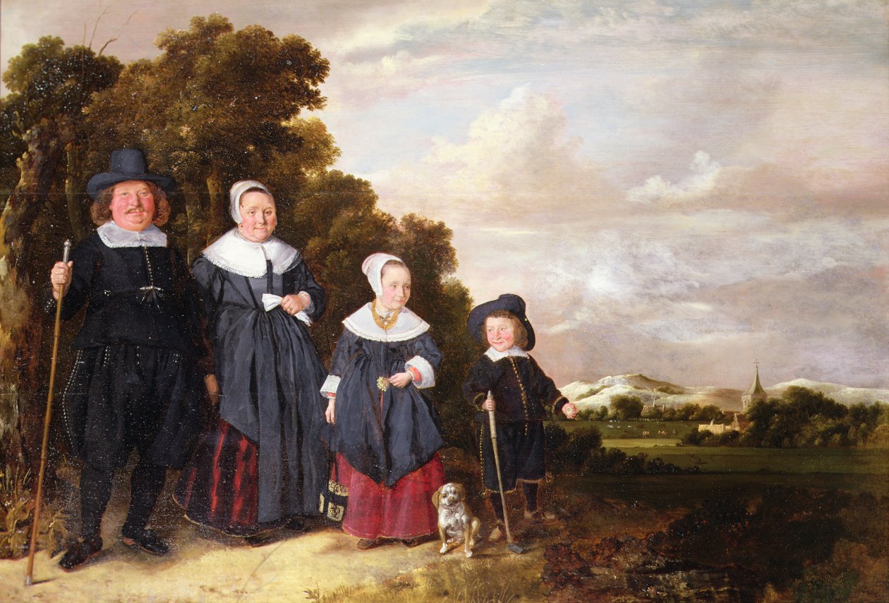 Grupowy portret rodziny (olej na panelu) autorstwa Jan or Johannes Hals