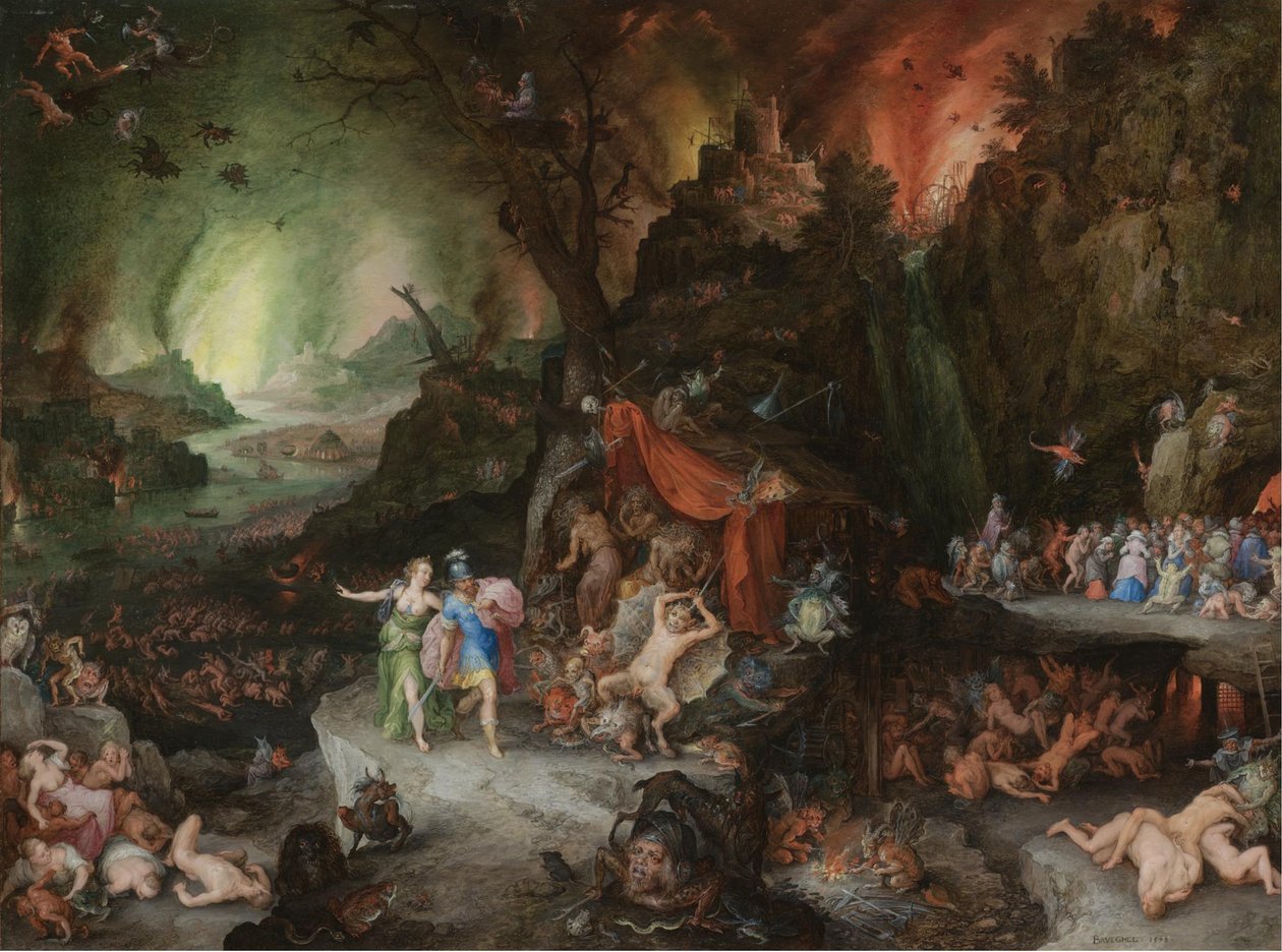 Eneasz i Sybilla w Zaświatach, 1598 autorstwa Jan the Elder Brueghel