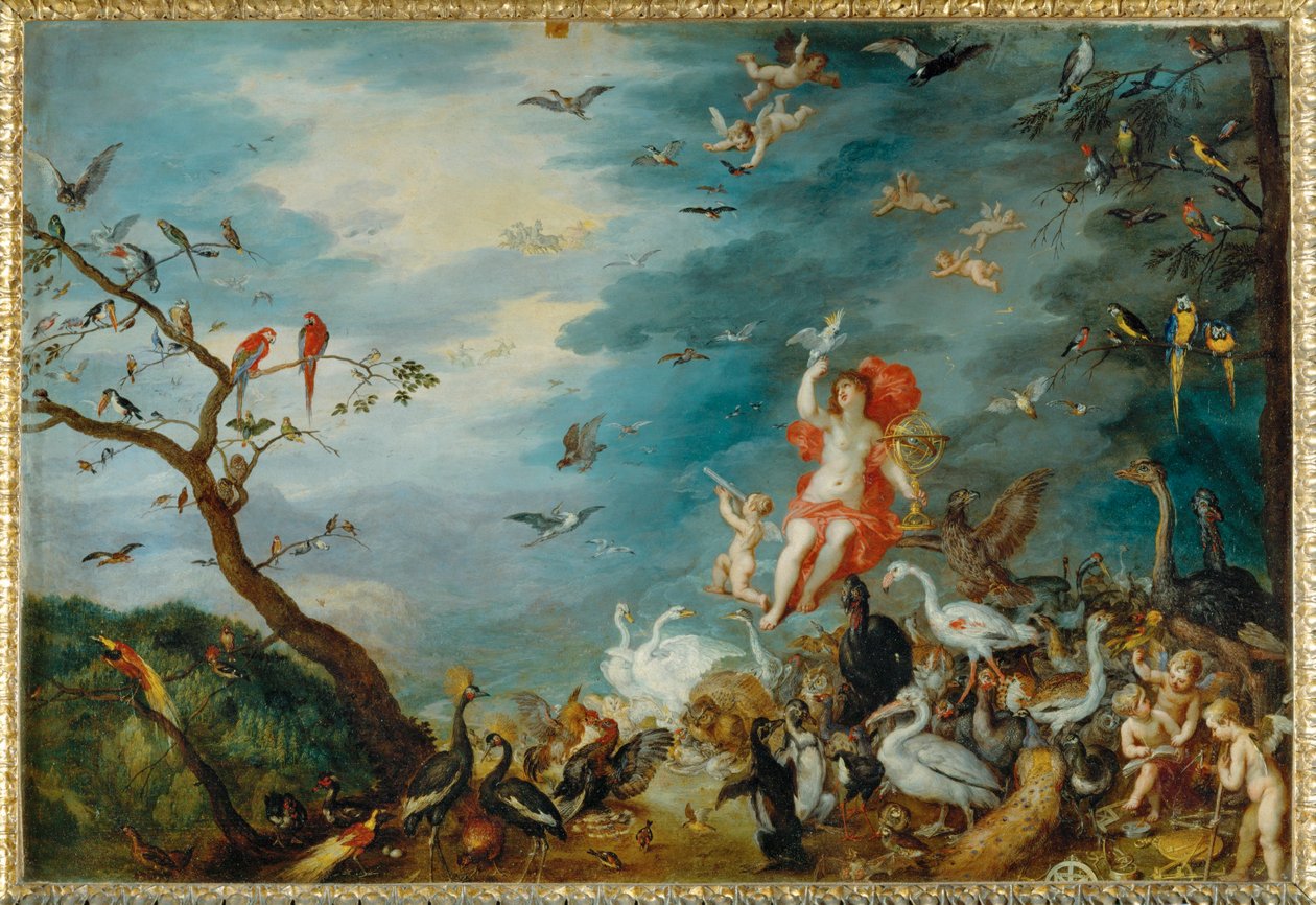 Powietrze - jeden z czterech obrazów przedstawiających cztery żywioły, zamówiony w 1607 roku przez kardynała Federico Borromeo z Mediolanu ... autorstwa Jan the Elder Brueghel
