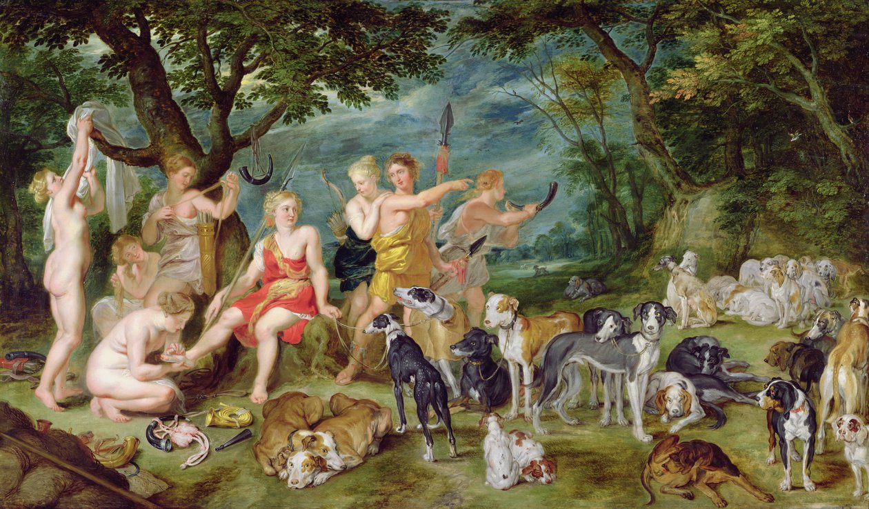 Diana i jej nimfy przygotowują się do wyjazdu na polowanie autorstwa Jan the Elder Brueghel