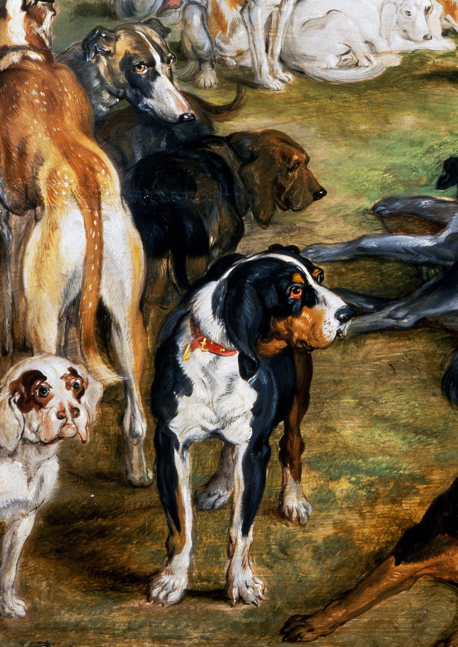 Psy, szczegół od Diany i Nimf w momencie wyjazdu autorstwa Jan the Elder Brueghel