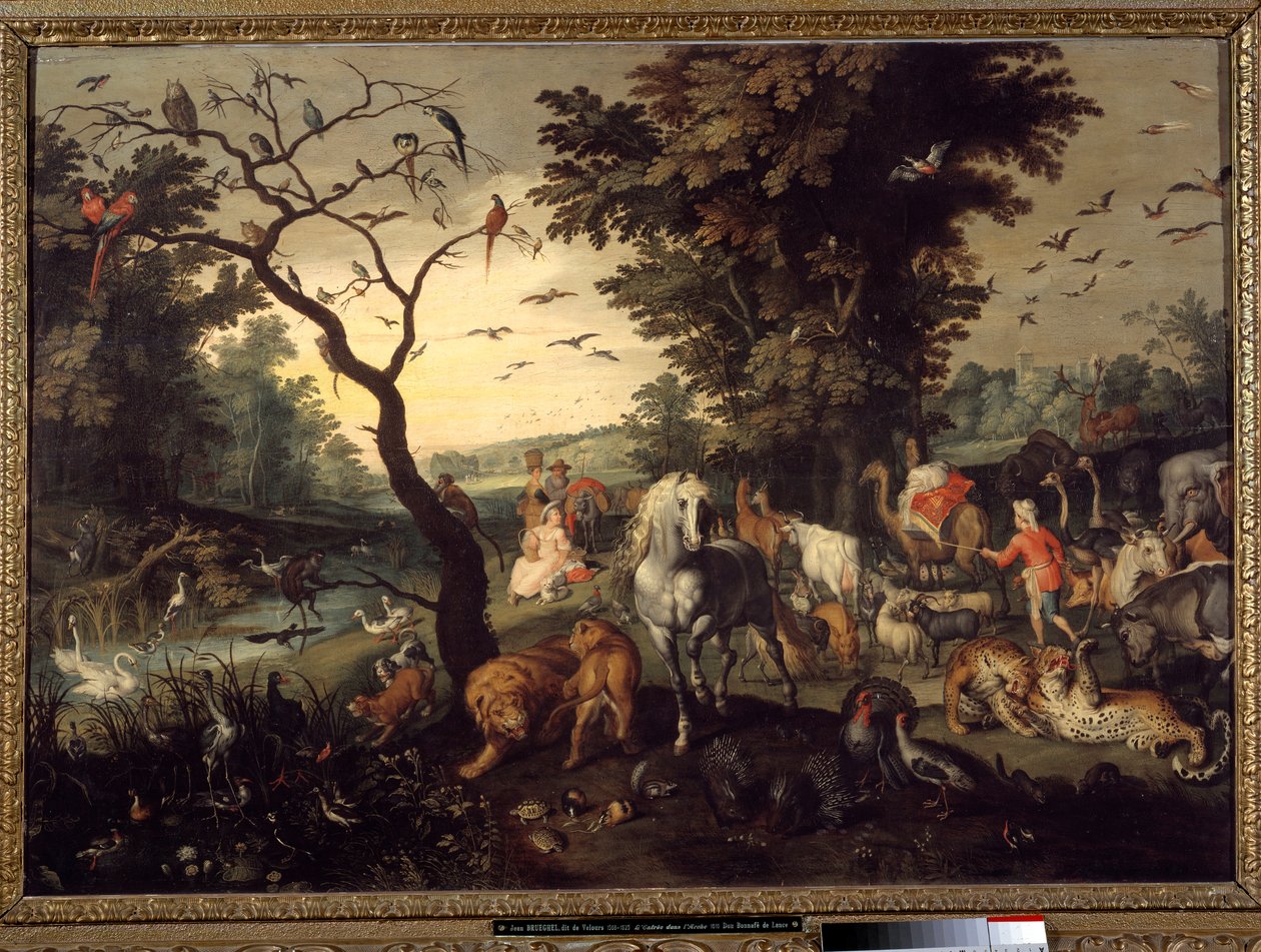Wejście do arki Zwierzęta wchodzą do arki Noego przed potopem. Obraz Jana Bruegla Starszego nazywa Brueghel de Velours autorstwa Jan the Elder Brueghel