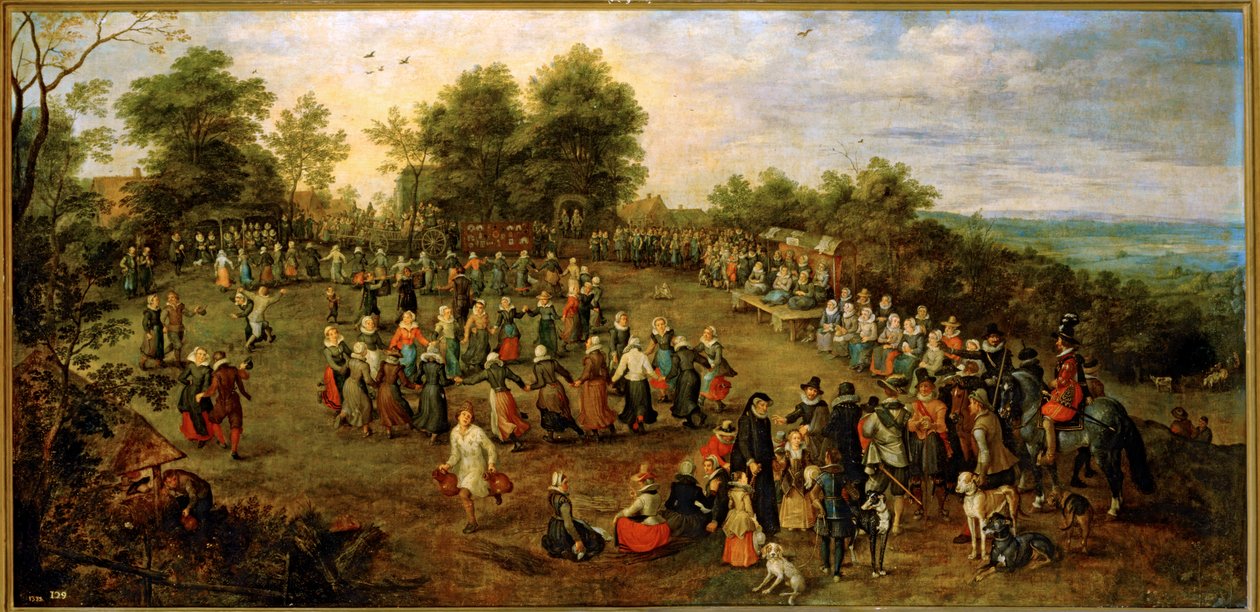 Taniec ludowy przed arcyksiążętami ... (obraz na płótnie) autorstwa Jan the Elder Brueghel