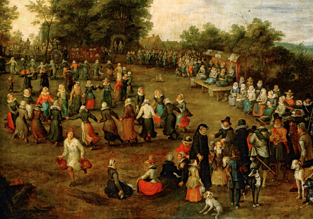 Taniec ludowy przed arcyksiążętami ... (obraz na płótnie) autorstwa Jan the Elder Brueghel