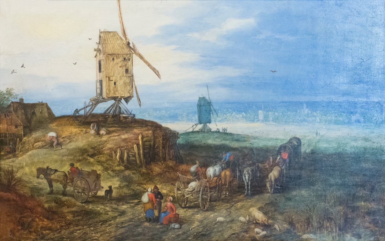 Krajobraz z wiatrakami autorstwa Jan the Elder Brueghel