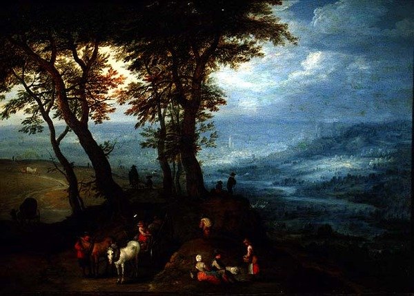W drodze na rynek autorstwa Jan the Elder Brueghel