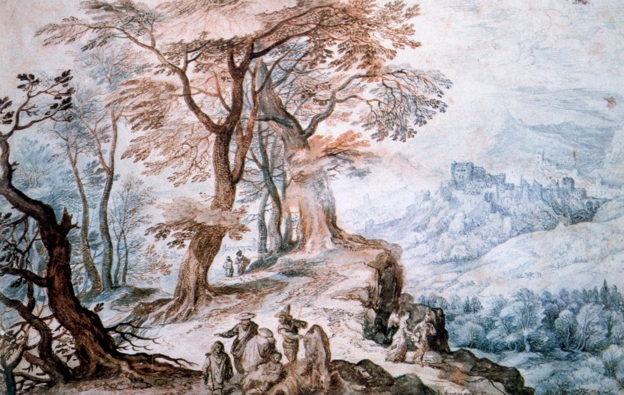 Przejście przez krajobraz, c1588-1625 autorstwa Jan the Elder Brueghel