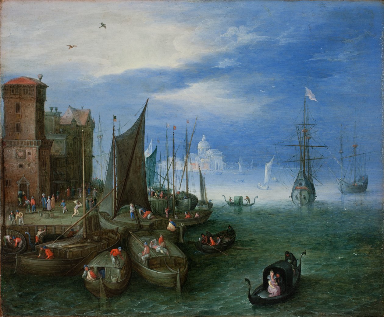 Scena Portowa w Wenecji (olej na miedzi) autorstwa Jan the Elder Brueghel