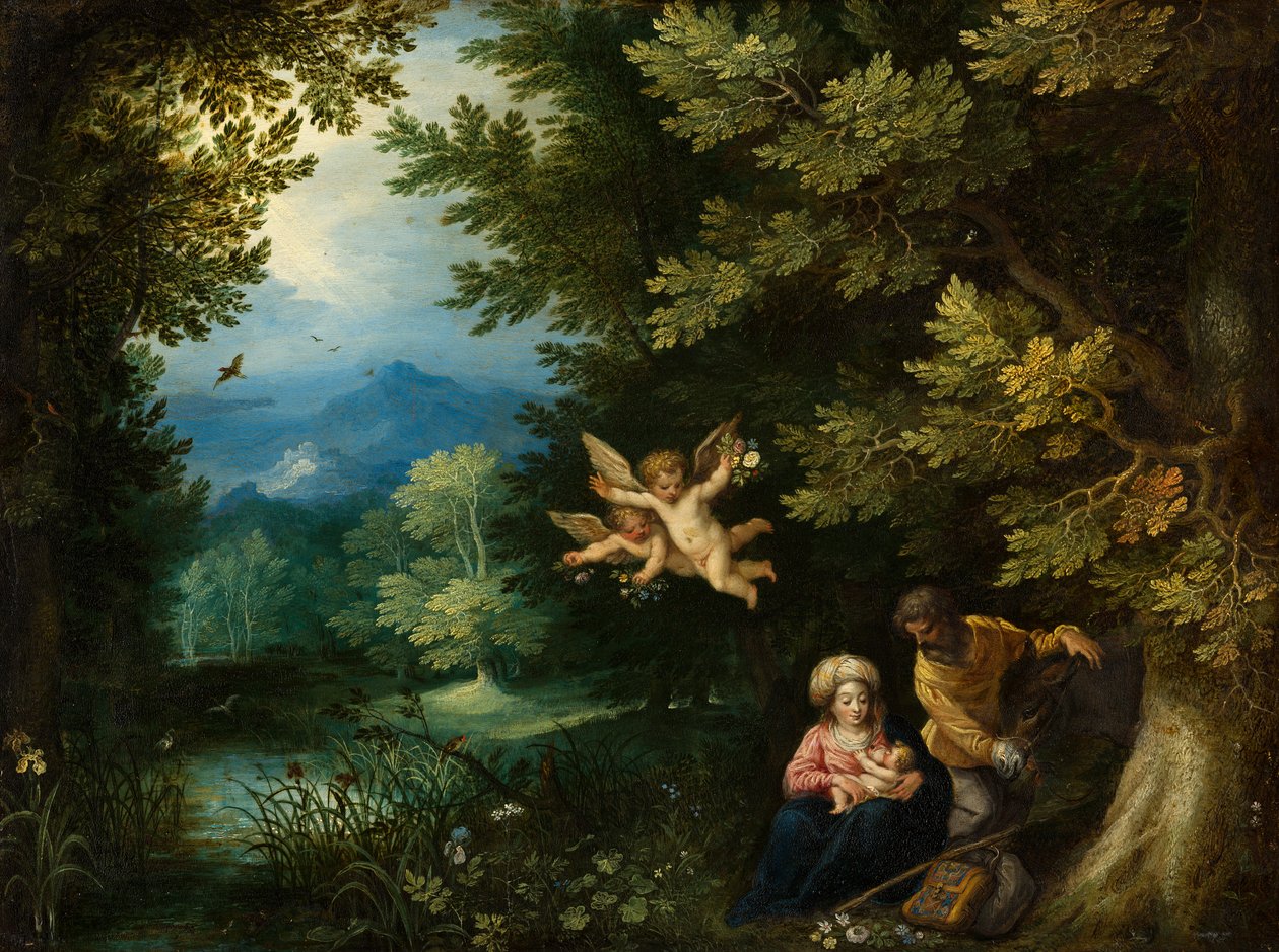 Spoczywaj w locie do Egiptu, ok. 1595 autorstwa Jan the Elder Brueghel
