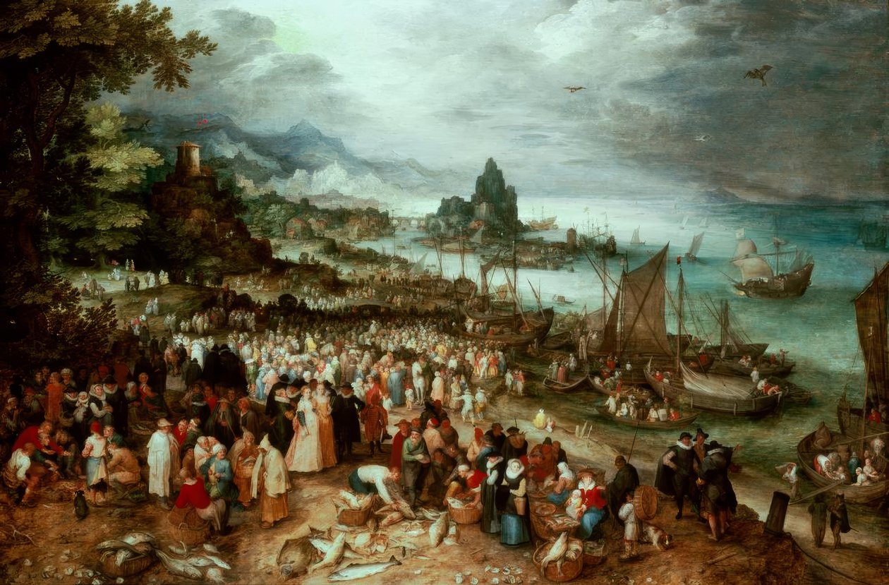 Port morski z kazaniem Chrystusa autorstwa Jan the Elder Brueghel