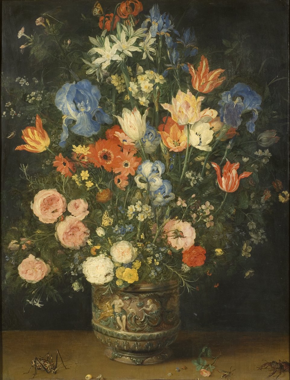 Martwa natura z kwiatami w rzeźbionym słoiku, ok. 1620-24 autorstwa Jan the Elder Brueghel