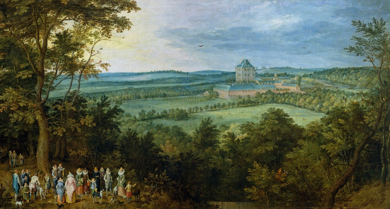 Arcyksiążę i arcyksiężna na polowaniu, ok. 1611 (olej na płótnie) autorstwa Jan the Elder Brueghel