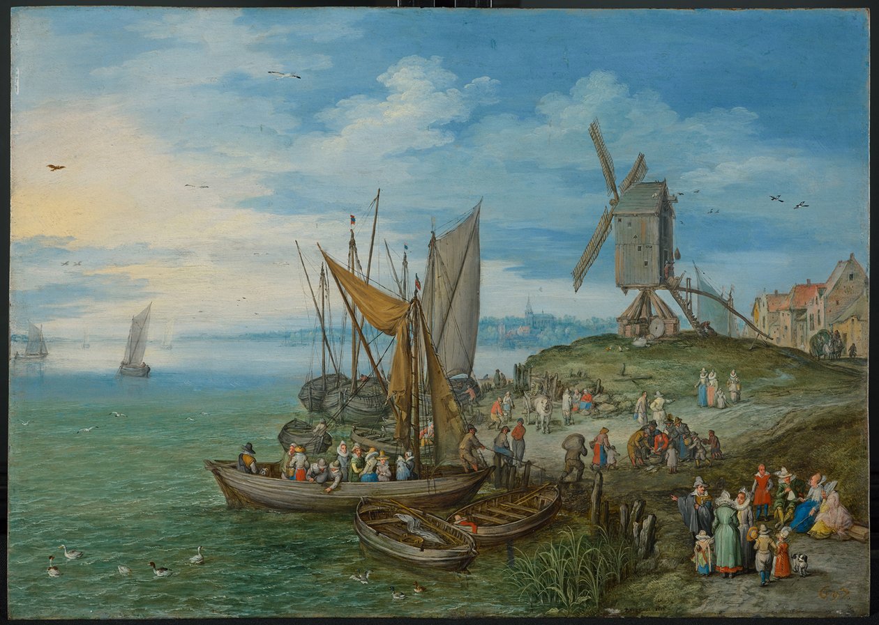 Młyn przy molo, 1613 autorstwa Jan the Elder Brueghel