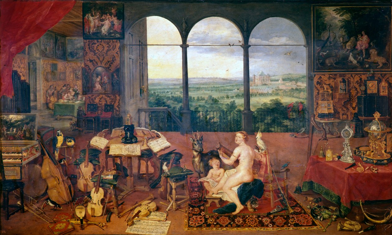 Zmysł słuchu, 1618 autorstwa Jan the Elder Brueghel