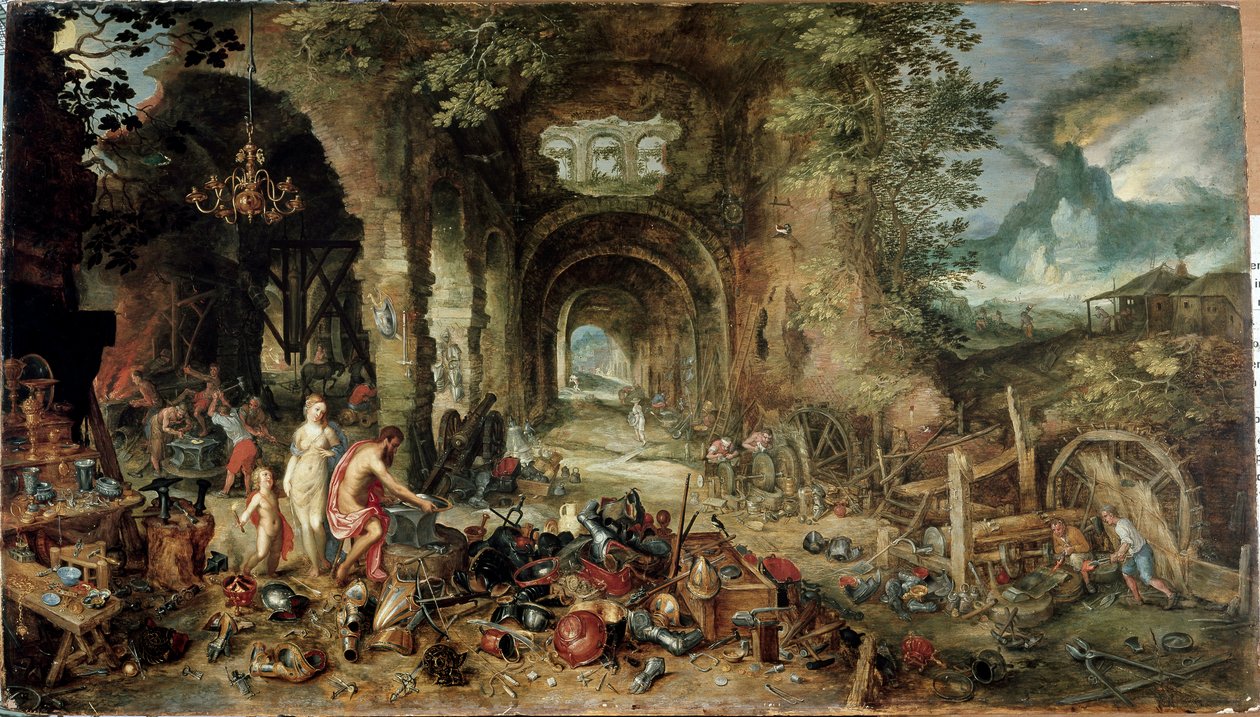 Cztery żywioły: alegoria ognia (olej na panelu) autorstwa Jan the Elder Brueghel