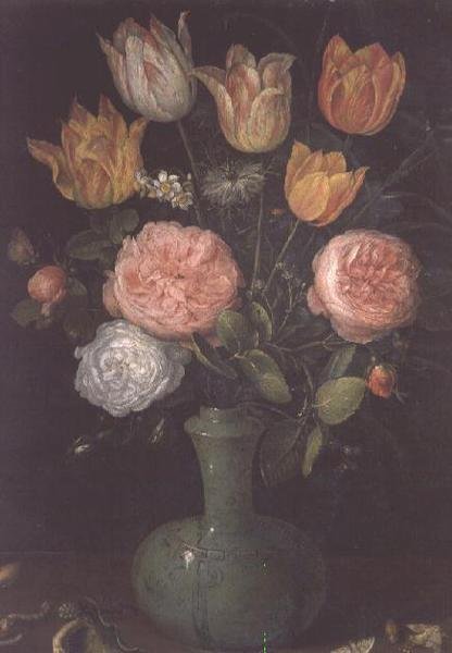 Wazon z kwiatami z brylantami na stole autorstwa Jan the Elder Brueghel
