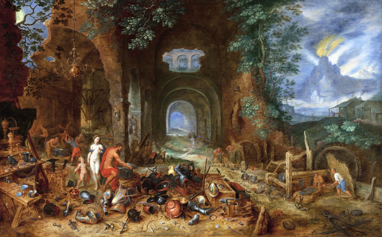 Wenus w Kuźni Wulkana, 1606-23 (olej na desce dębowej) autorstwa Jan the Elder Brueghel