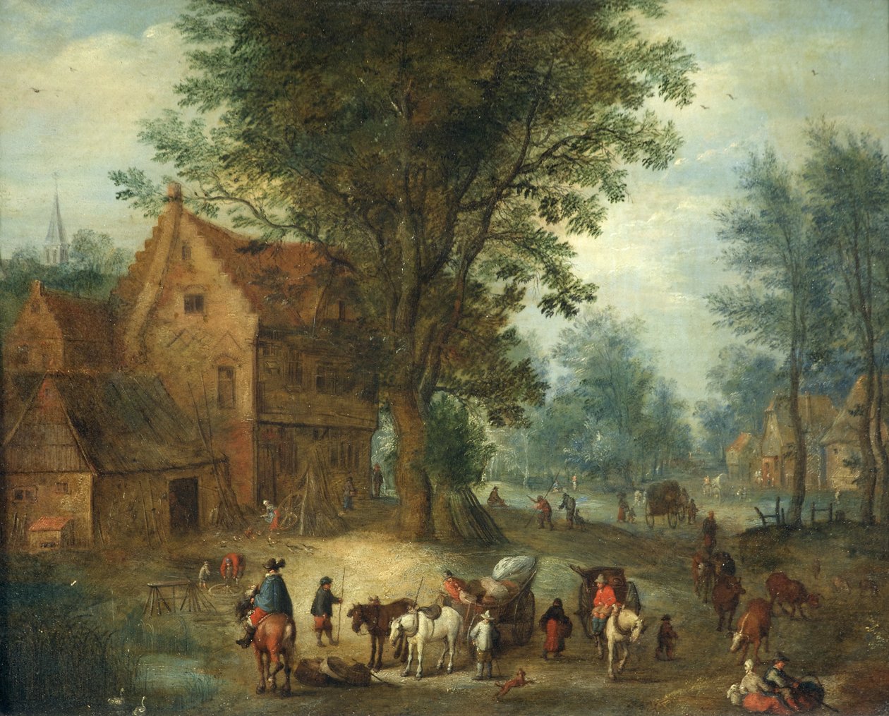 Scena wiejska, ok. 1640-60 (olej na miedzi) autorstwa Jan the Elder Brueghel