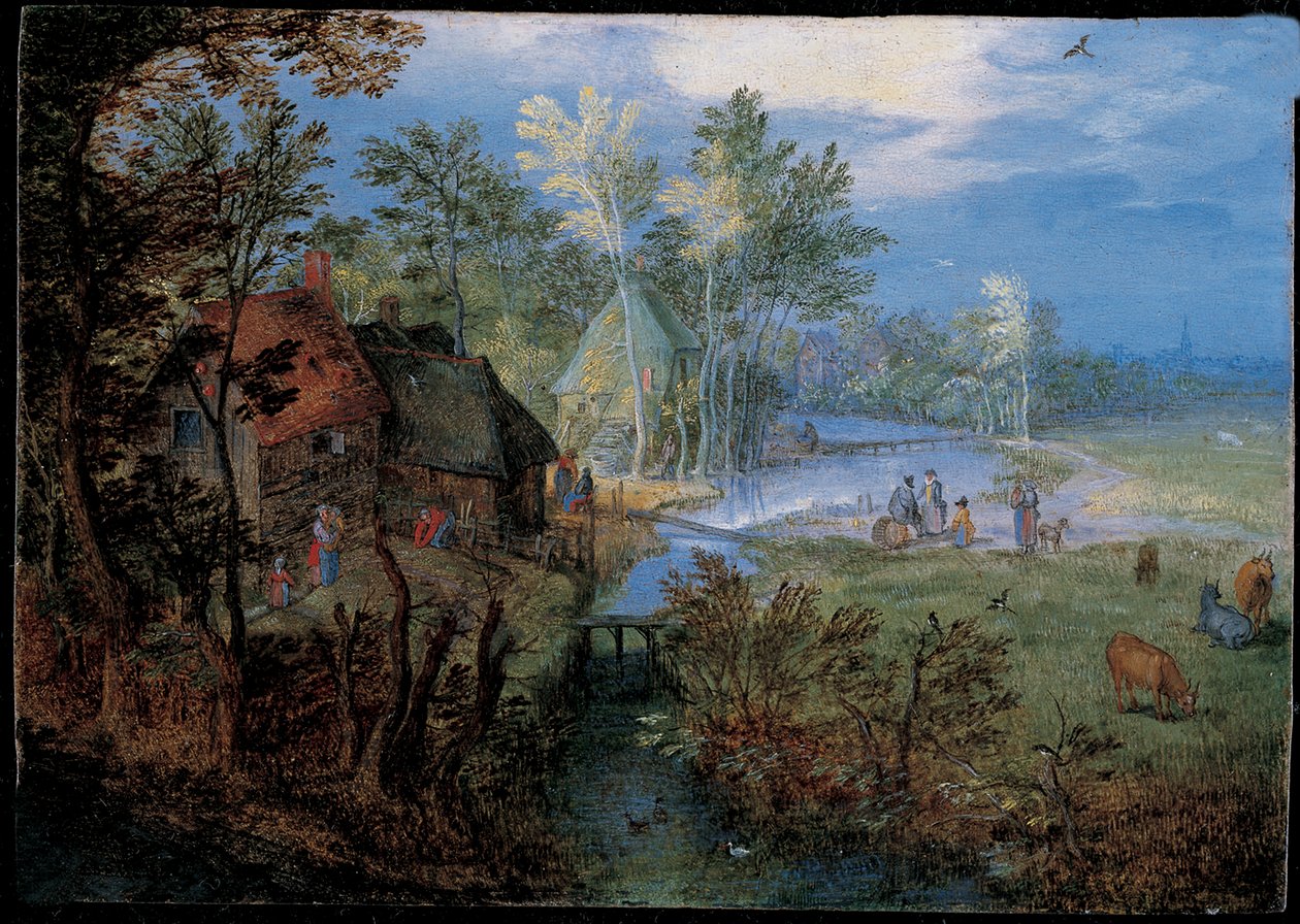 Wieś z chłopami i zwierzętami autorstwa Jan the Elder Brueghel
