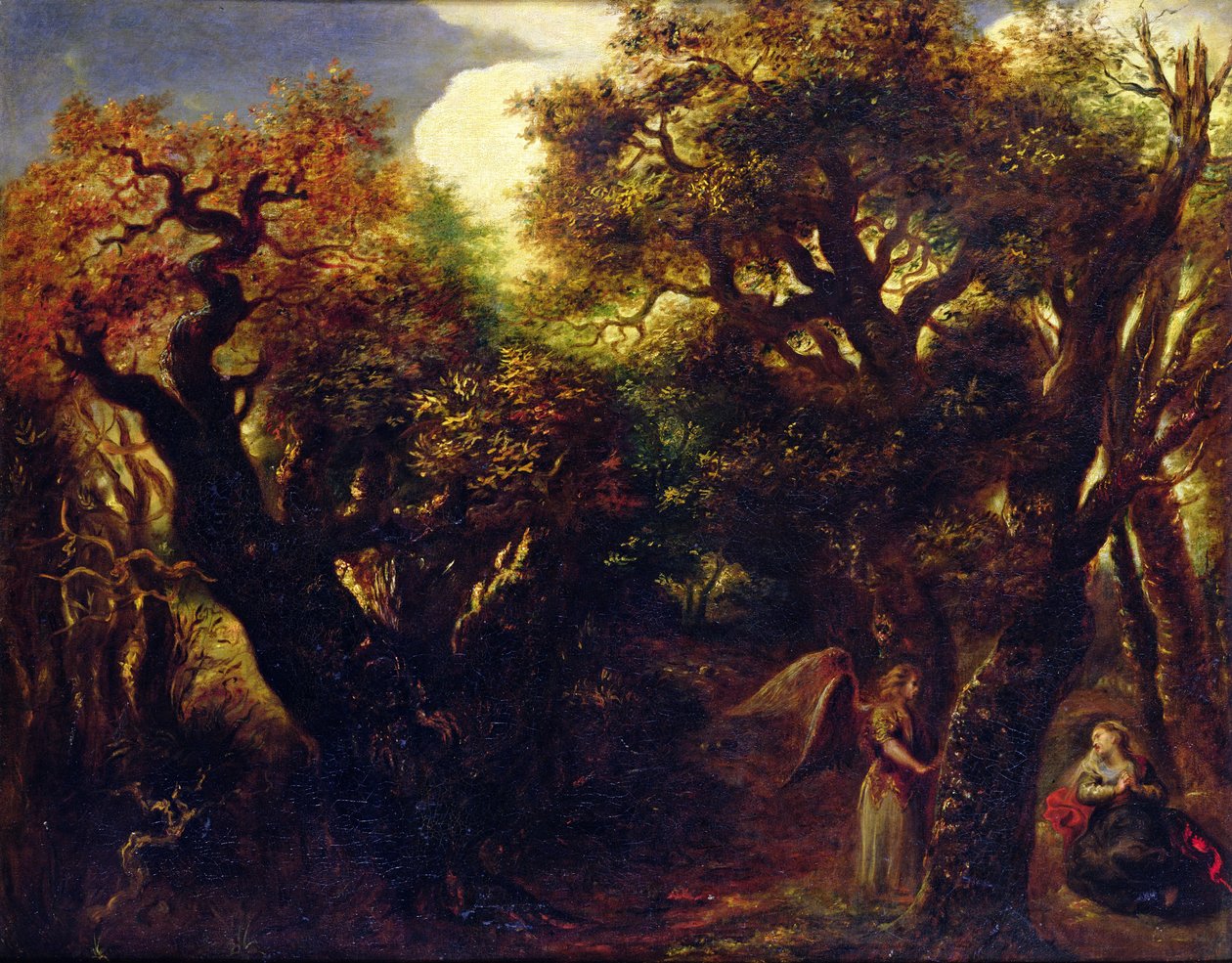 Zalesiony krajobraz z Hagar i aniołem, ok.1645 autorstwa Jan the Elder Lievens