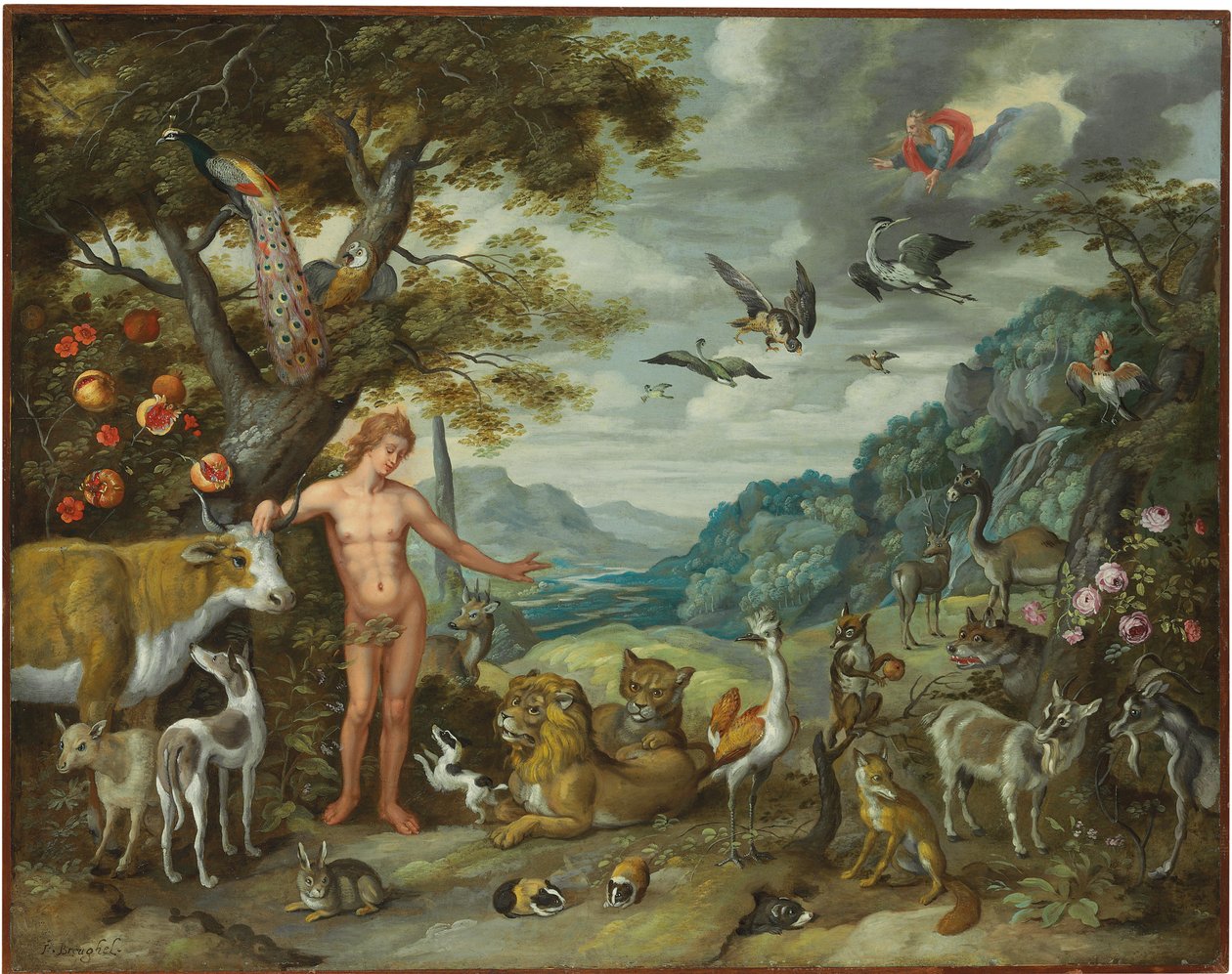 Adam Nazywający zwierzęta, z Historii Adama i Ewy autorstwa Jan Brueghel the Younger