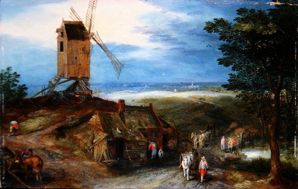 Rozbudowany Krajobraz z Podróżnikami (olej na panelu) autorstwa Jan the Younger Brueghel