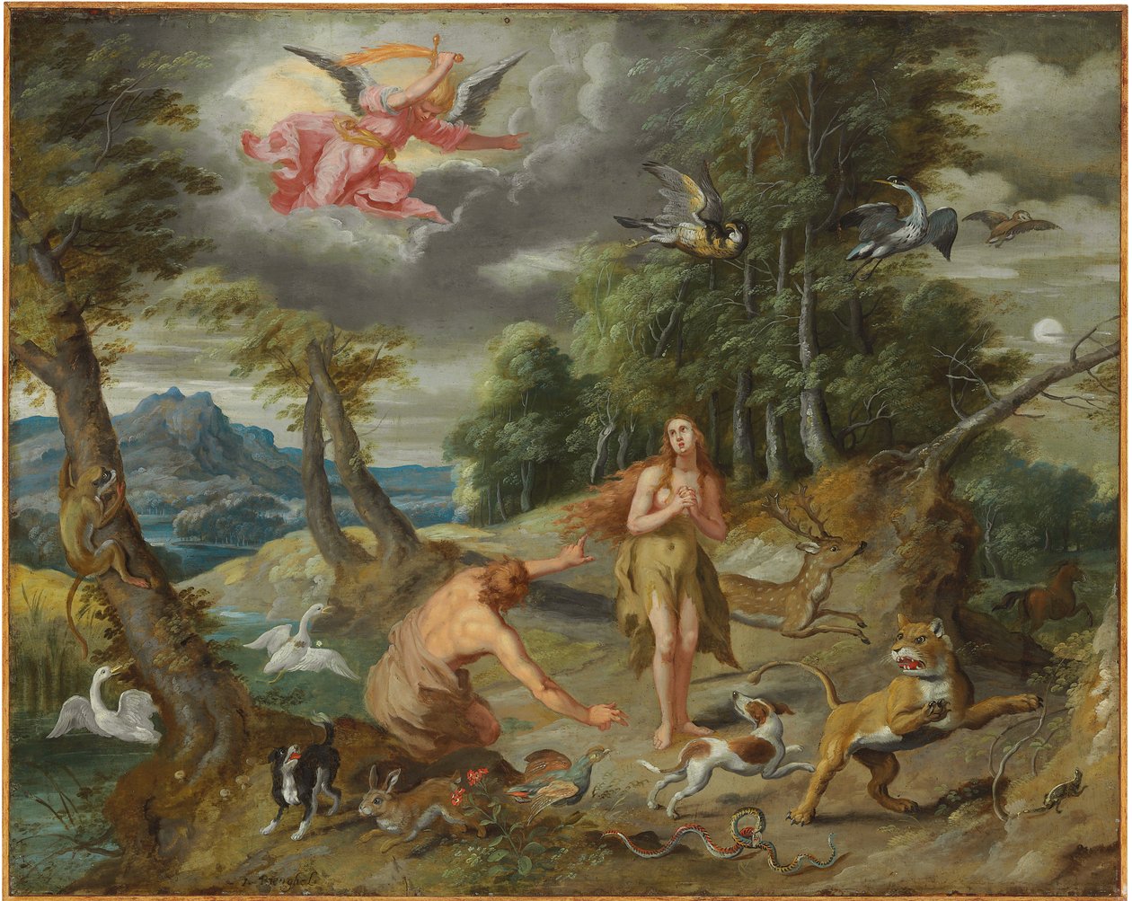 Wypędzenie z raju, z Historii Adama i Ewy autorstwa Jan Brueghel the Younger
