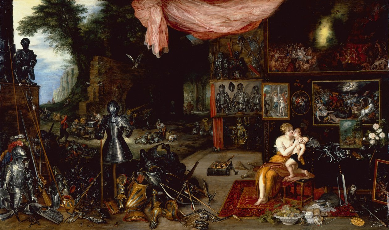 Pięć zmysłów, dotyk (olej na panelu) autorstwa Jan the Younger Brueghel