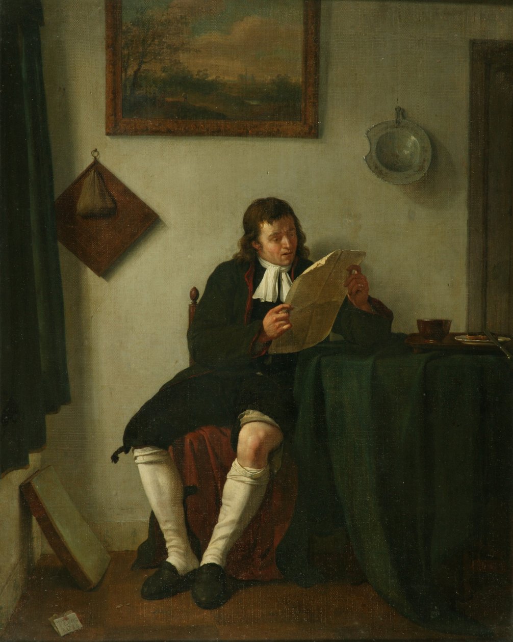Wnętrze z czytającym mężczyzną autorstwa Jan the Younger Ekels