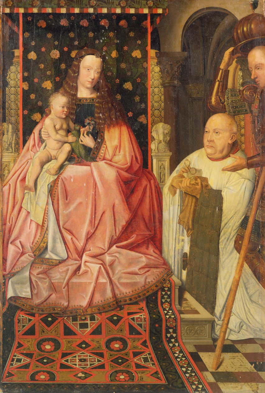 Dziewica z Dzieciątkiem na tronie ze św. Jerzym i kanonikiem van der Paele, c.1436 autorstwa Jan van (after) Eyck