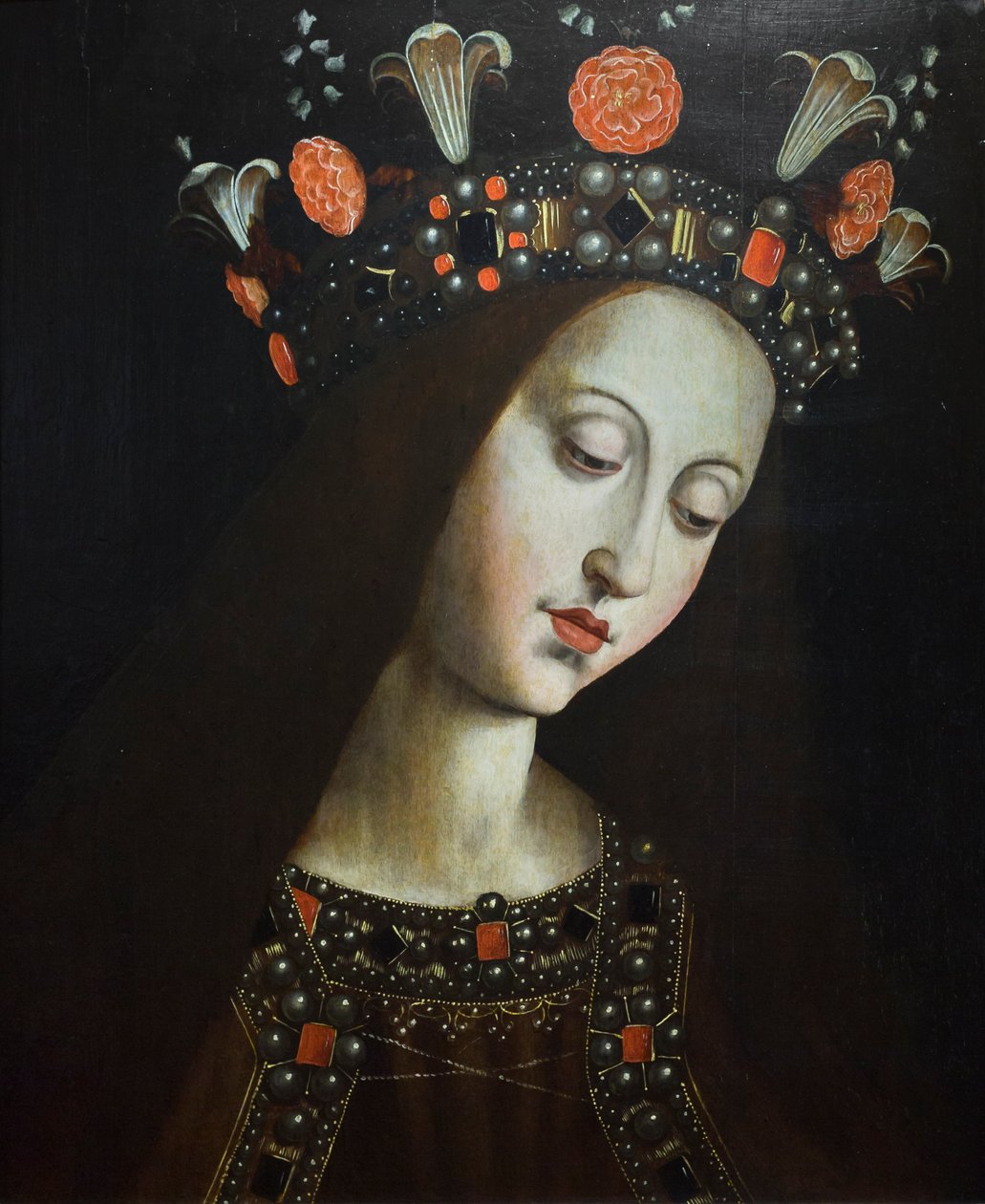 Ukoronowana dziewica, według Huberta i Jana van Eycka (olej na drewnie) autorstwa Jan van (after) Eyck