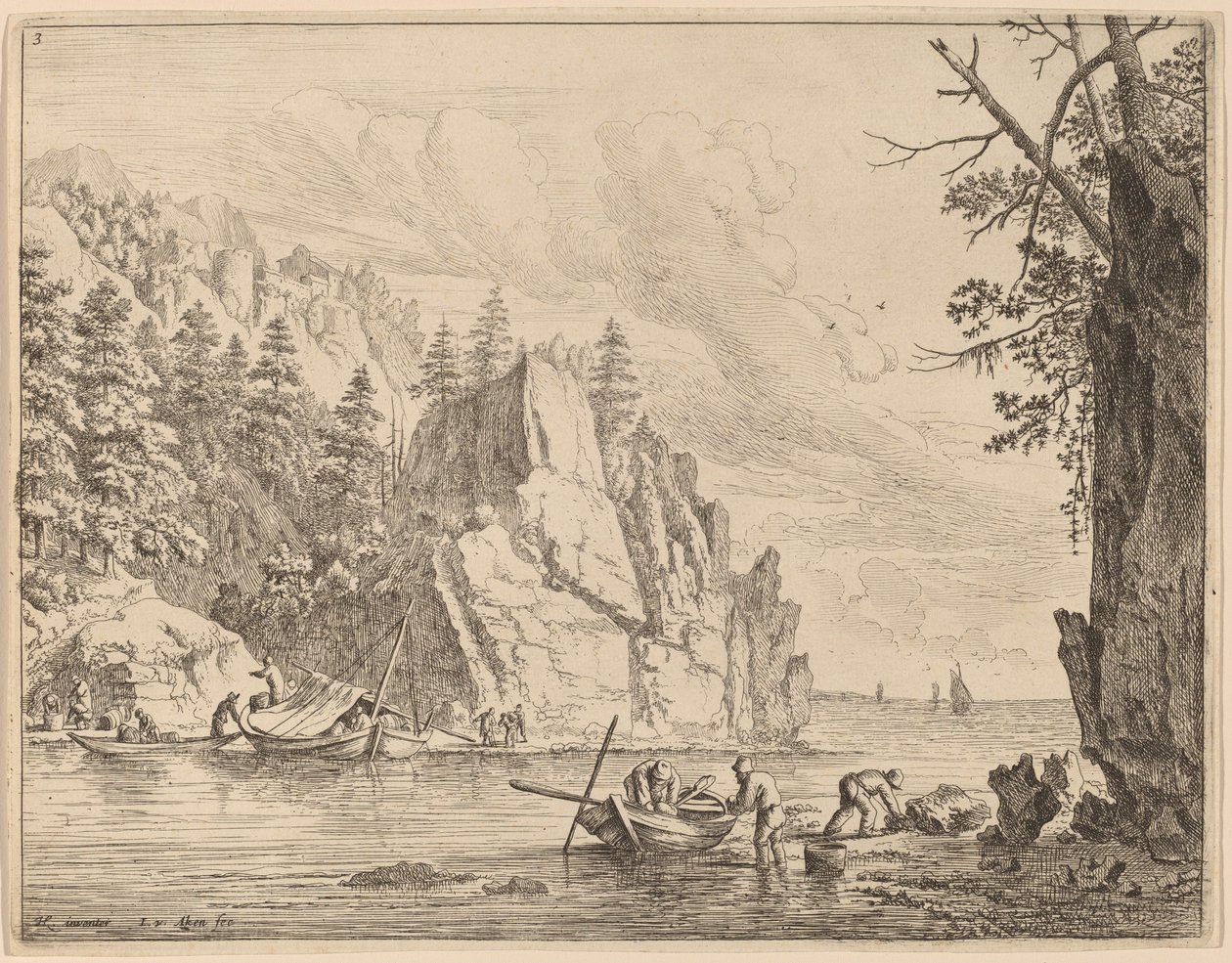 Widok na Ren autorstwa Jan van Aken after Herman Saftleven