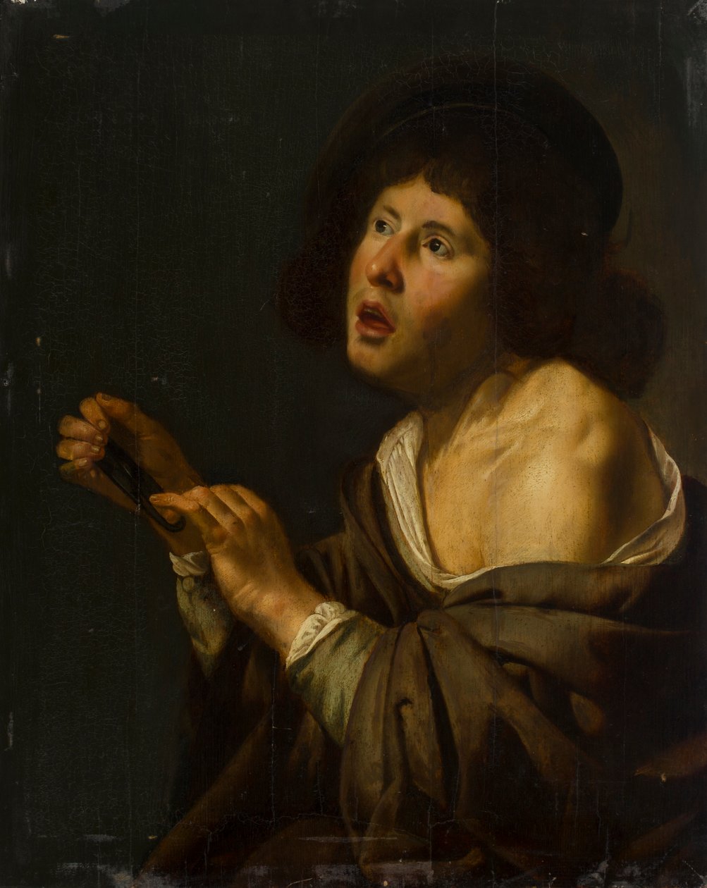 Portret chłopca z instrumentem (olej na desce ułożonej na desce) autorstwa Jan van Bijlert or Bylert