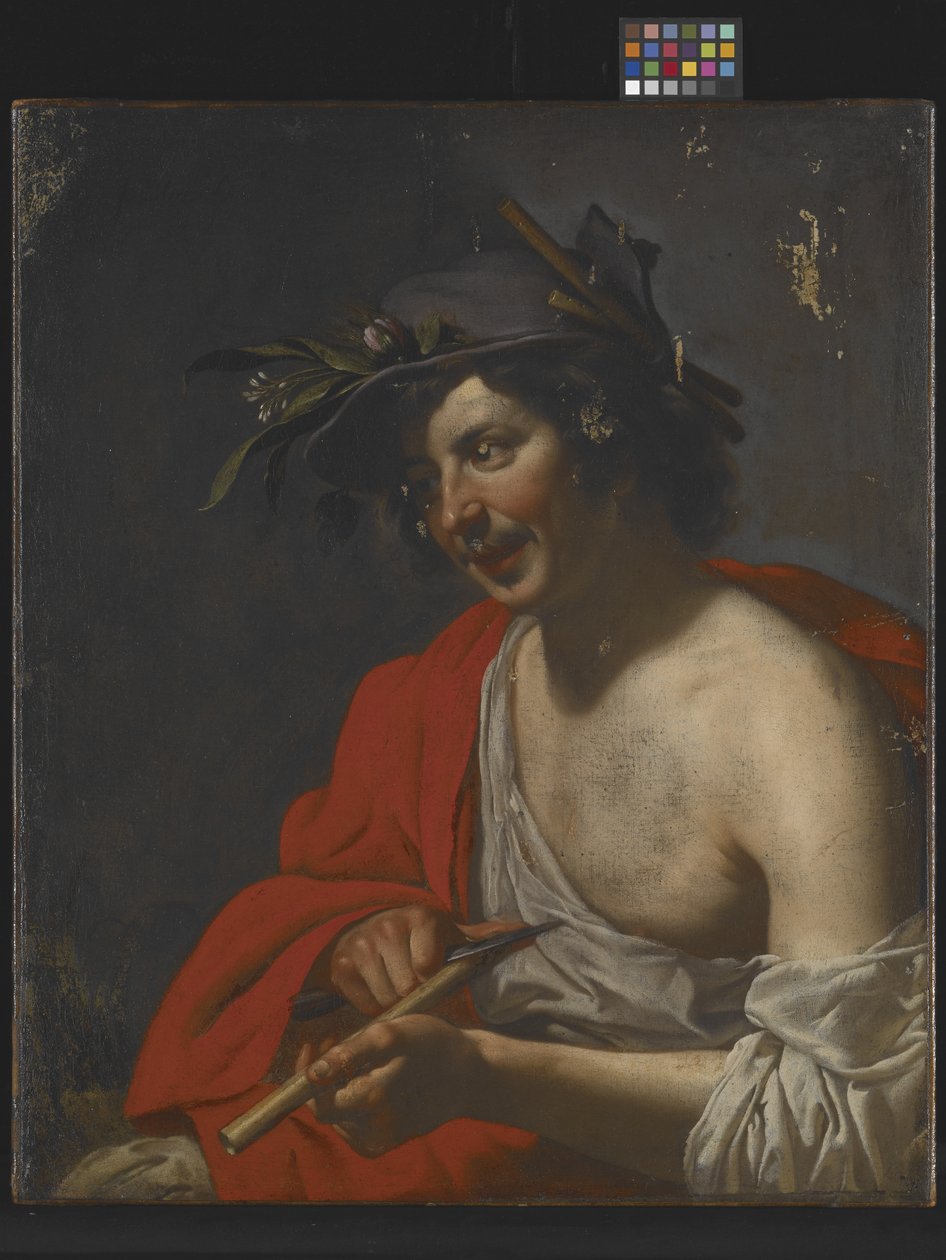 Pasterz przycinający flet (olej na płótnie) autorstwa Jan van Bijlert or Bylert