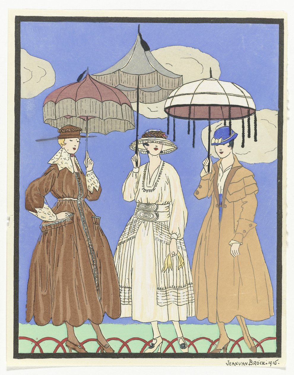 Trzy parasole Trzy kobiety z parasolkami, 1916 autorstwa Jan van Brock