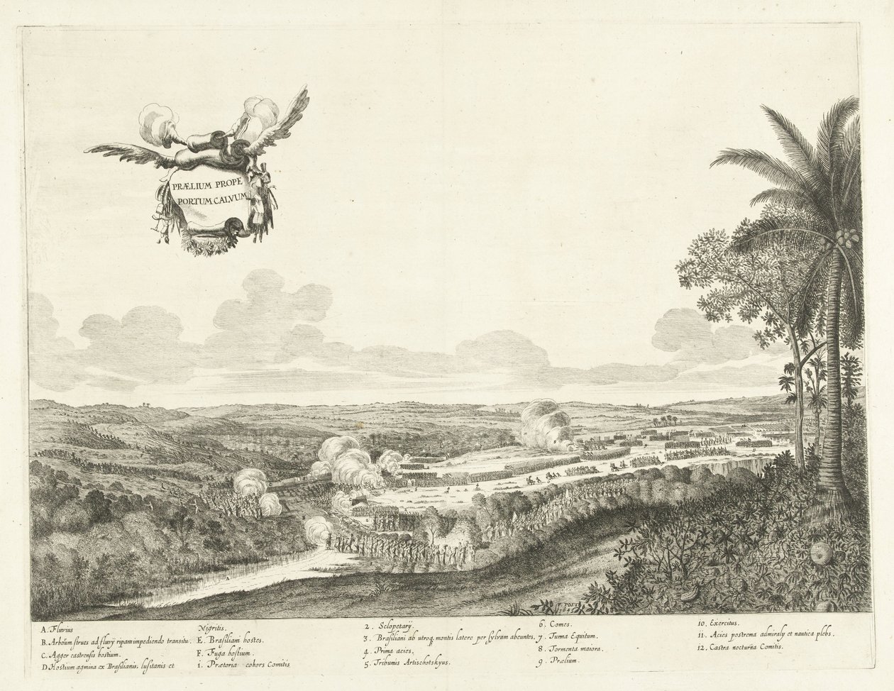 Gevechten bij Porto Calvo, 1637 Bitwa w pobliżu Bald Harbor (tytuł na obiekcie) autorstwa Jan van Brosterhuyzen