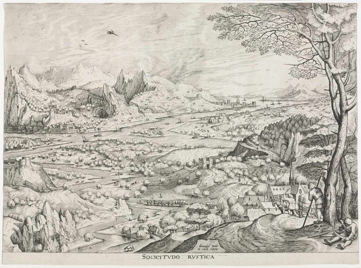 Wielkie Pejzaże: Rustykalny Solicitus, c. 1555-1558. autorstwa Jan van Doetechum