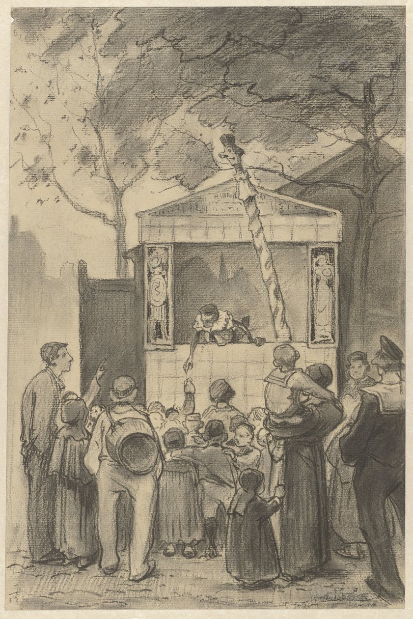 Widzowie przed przedstawieniem kukiełkowym autorstwa Jan van Essen (possibly)