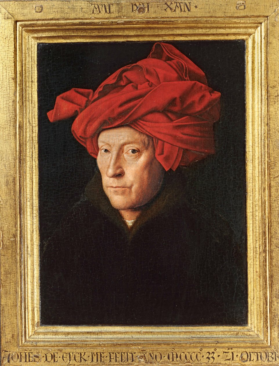 Mężczyzna w czerwonym turbanie ... (obraz na drewnie) autorstwa Jan van Eyck