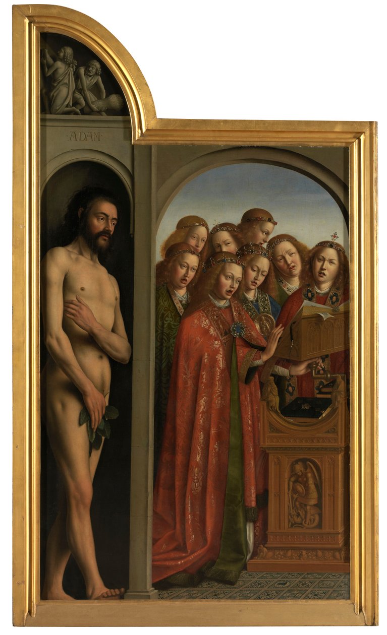 Adam i śpiewający aniołowie autorstwa Jan van Eyck