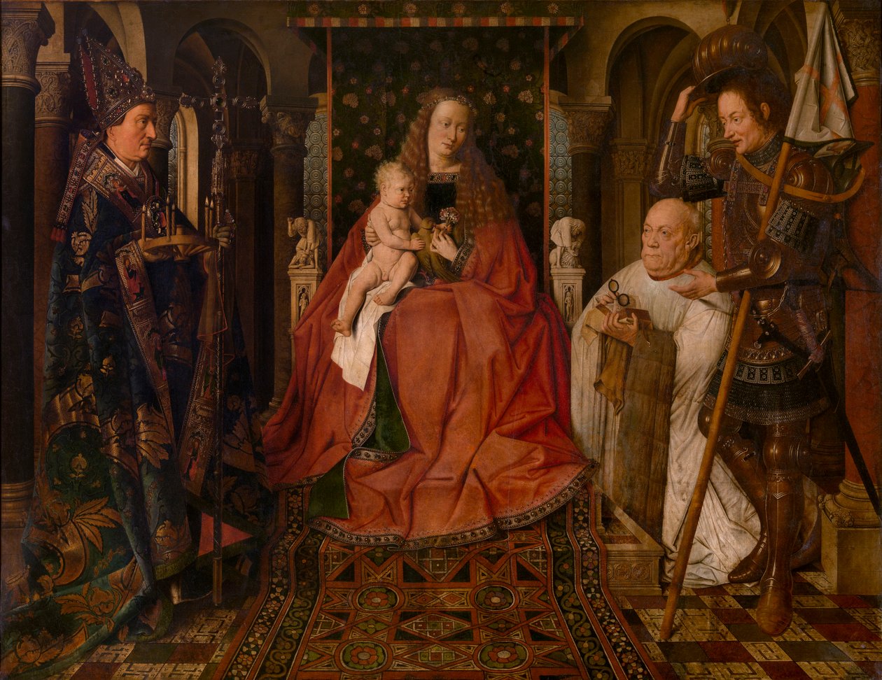 Madonna otoczona przez świętego Jerzego, świętego Donacjana z Reims i fundatora kanonika Van der Paele autorstwa Jan van Eyck
