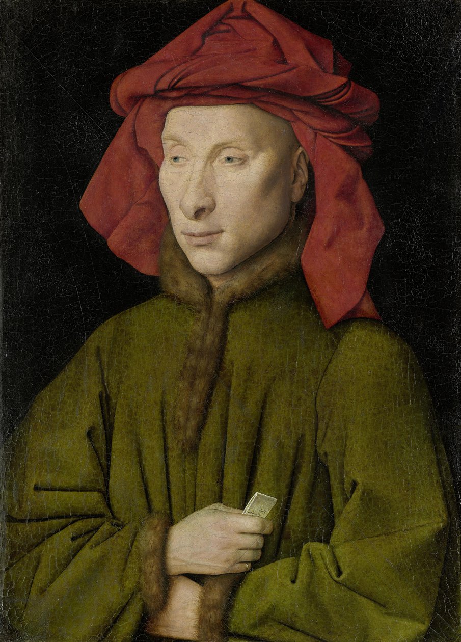Portret mężczyzny w czerwonym chaperonie autorstwa Jan van Eyck