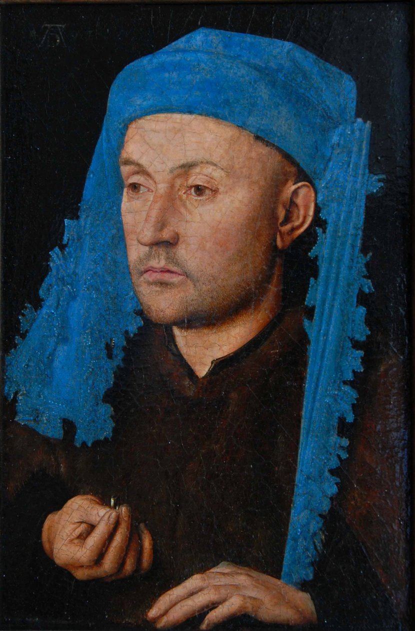 Portret mężczyzny z niebieską opiekunką Mężczyzna z pierścieniem autorstwa Jan van Eyck
